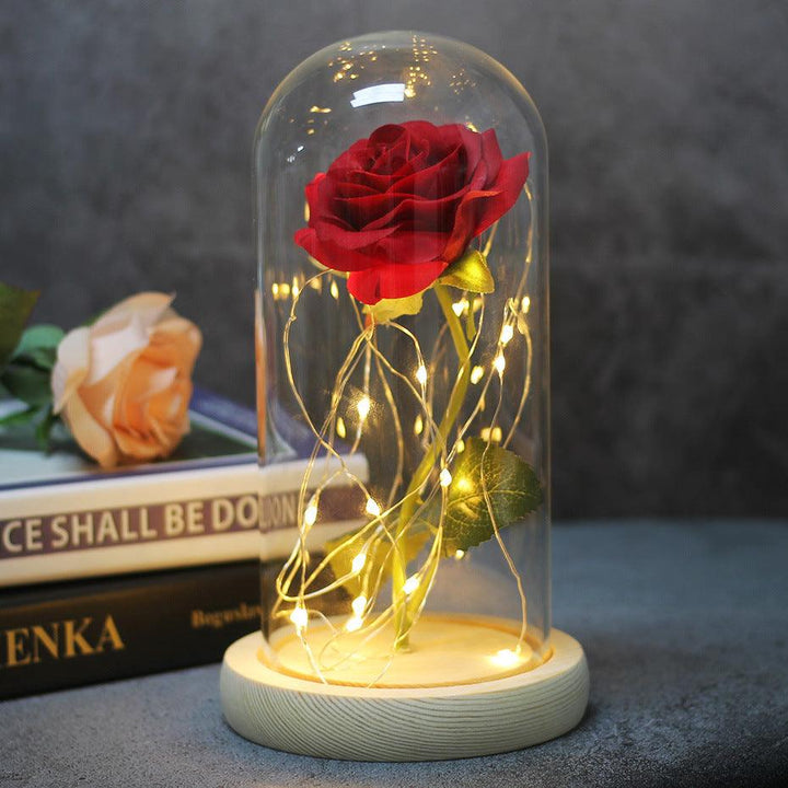 Mothers Day Wedding Favors Bridesmaid Gift Immortal Simulation Rose Glass Cover Luminous Led Ornament - Mamofa Global Store