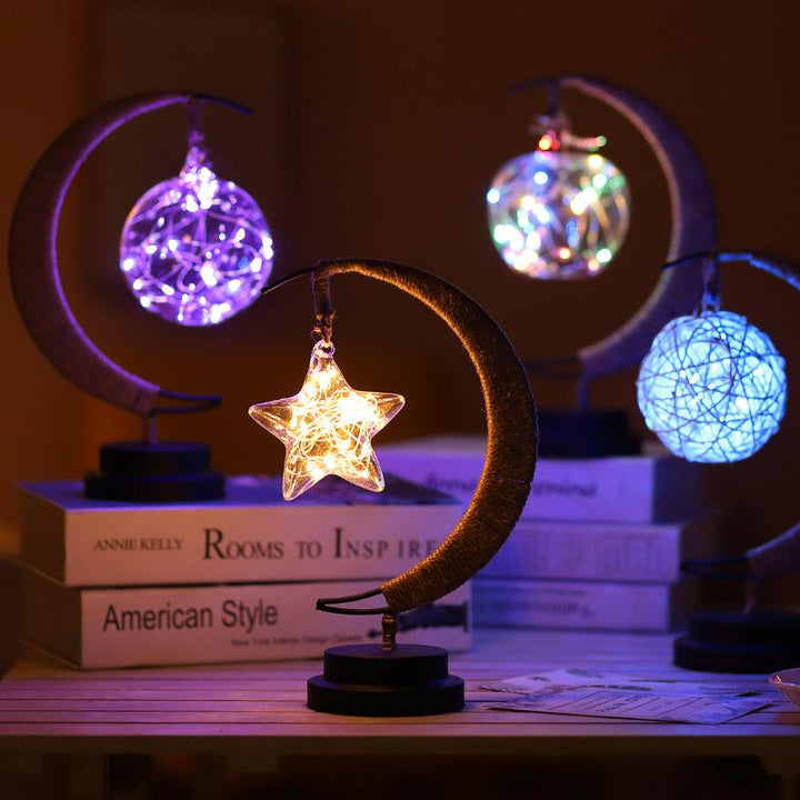 Led Moon Light Wrought Iron Ornament Light Star Shape Copper Wire Light Decorative Light USB Battery - Mamofa Global Store