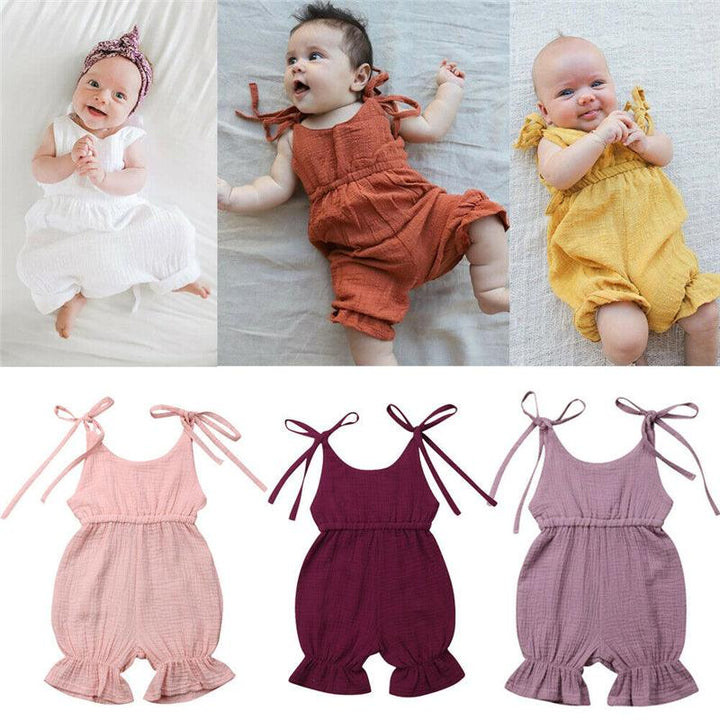 New Arrivals Newborn Toddler Baby Girls Sleeveless Solid Romper Jumpsuit Outfit - Mamofa Global Store