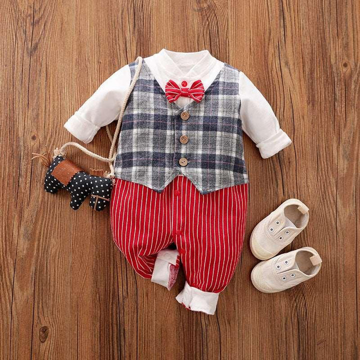 Baby Jumpsuit Spring And Autumn Models Foreign Trade Gentleman Baby Clothes Long-Sleeved Baby Clothes Baby Clothes - Mamofa Global Store