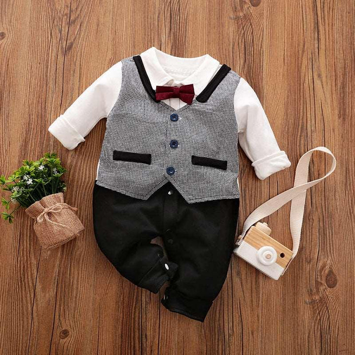 Baby Jumpsuit Spring And Autumn Models Foreign Trade Gentleman Baby Clothes Long-Sleeved Baby Clothes Baby Clothes - Mamofa Global Store