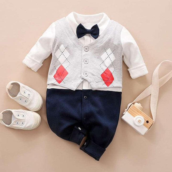 Baby Jumpsuit Spring And Autumn Models Foreign Trade Gentleman Baby Clothes Long-Sleeved Baby Clothes Baby Clothes - Mamofa Global Store