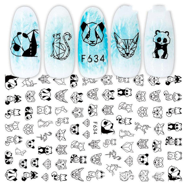 Cross-Border Nail Stickers New Japanese European And American 3D Hot Stamping Full Stickers Black And White Rose Heart-Shaped Ink Nail Decals - Mamofa Global Store