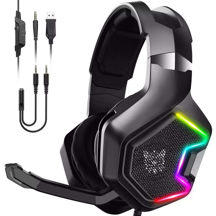 ONIKUMA K10 PRO Gaming Headset Stereo Gaming Headphones for PS4 PS5 Xbox One with Mic Led Light - Mamofa Global Store