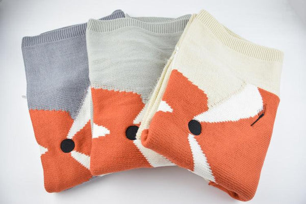 Fox Blanket Three-Dimensional Ear Blanket Children'S Knitted Blankets Beach Mat Baby Baby Holding Blanket - Mamofa Global Store