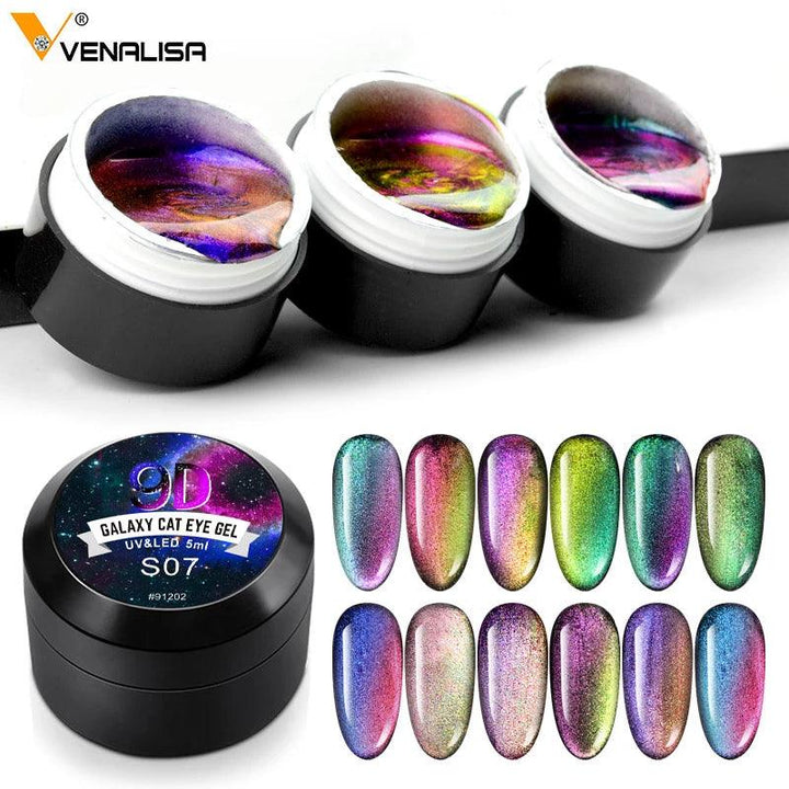 Venalisa 9D Gel Varnish Cat Eye Magic Chameleon Gel Varnish Nail Manicure Galaxy Starry Magnetic Multicolor 5ml Nail Gel Polish - Mamofa Global Store