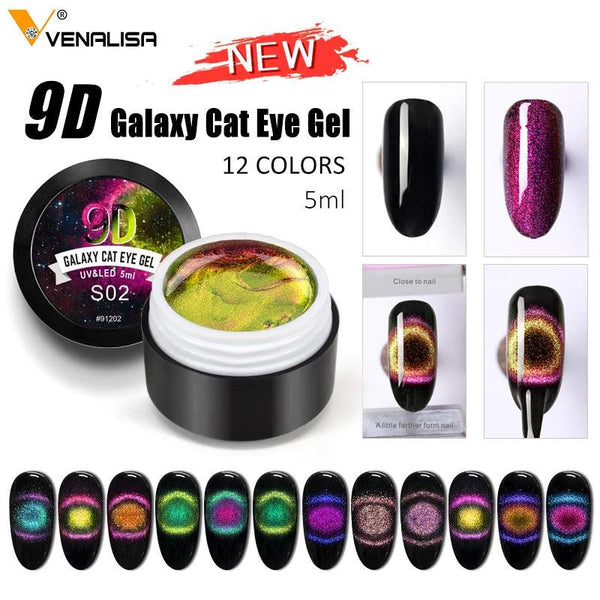 Venalisa 9D Gel Varnish Cat Eye Magic Chameleon Gel Varnish Nail Manicure Galaxy Starry Magnetic Multicolor 5ml Nail Gel Polish - Mamofa Global Store