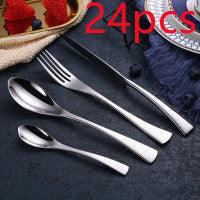 4PCS Set Black Stainless Steel Cutlery Korean Dinnerware Set Gifts Mirror Polishing Silverware Sets Scoop Knife and Fork Sets - Mamofa Global Store