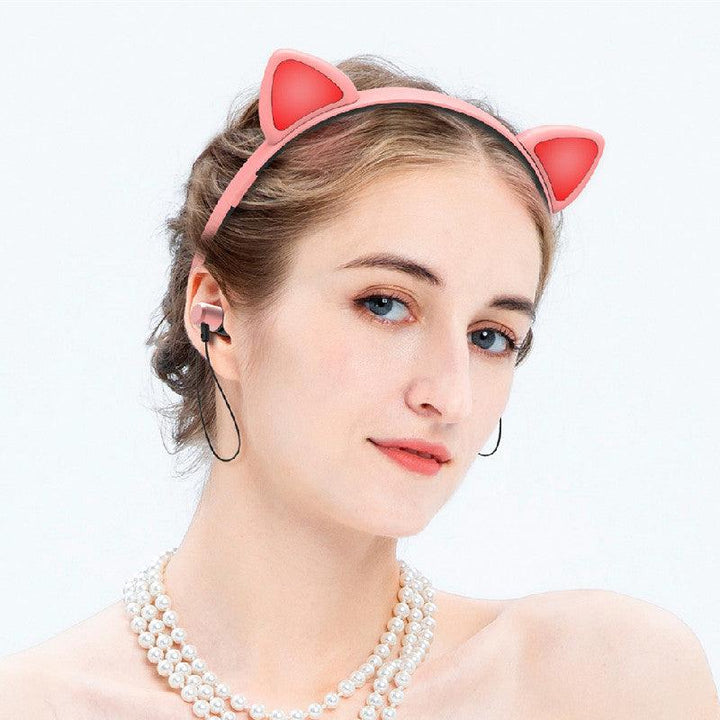 LED Glowing True Wireless Bluetooth Headphones Auriculares Cartoon Girl Headband Cat Ear Headset With Microphone For All Phones - Mamofa Global Store