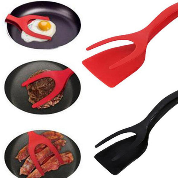 2 In 1 Grip And Flip Tongs Egg Spatula Tongs Clamp Pancake Fried Egg French Toast Omelet Overturned Kitchen Accessories - Mamofa Global Store