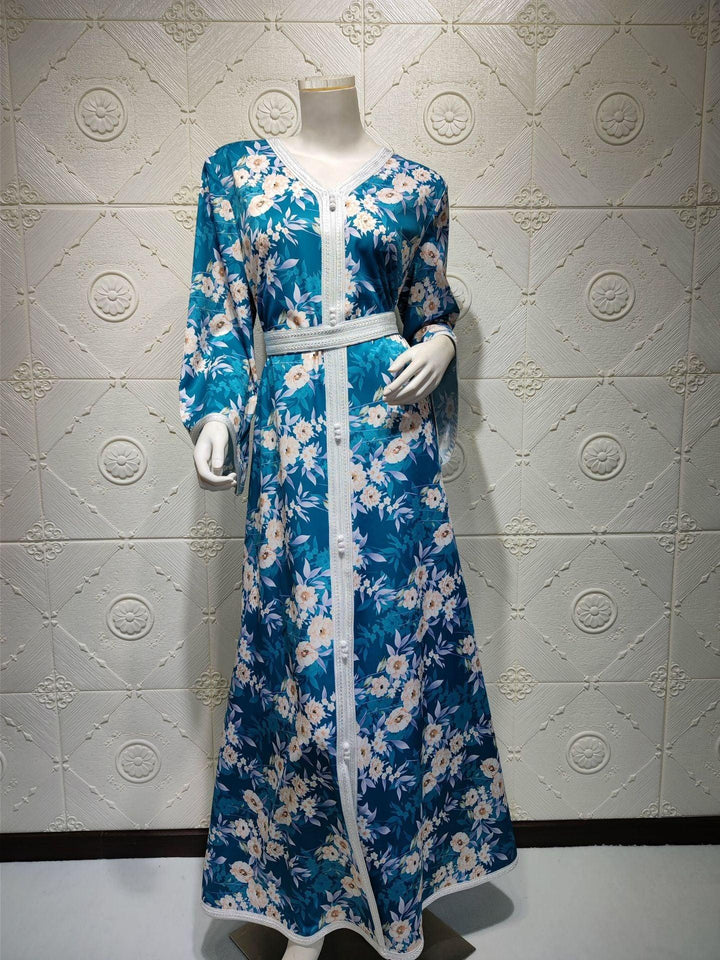 Print Floral Lace Long Dress - Mamofa Global Store