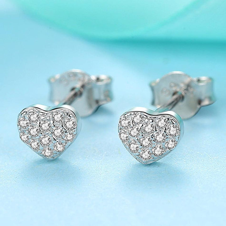 Sterling Silver Heart-Shaped Earrings S925 Sterling Silver Zircon - Mamofa Global Store