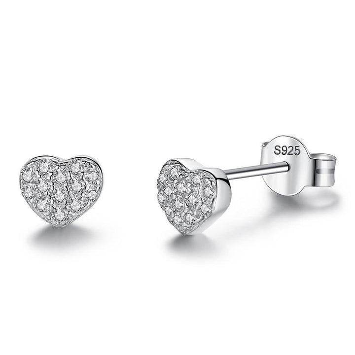 Sterling Silver Heart-Shaped Earrings S925 Sterling Silver Zircon - Mamofa Global Store