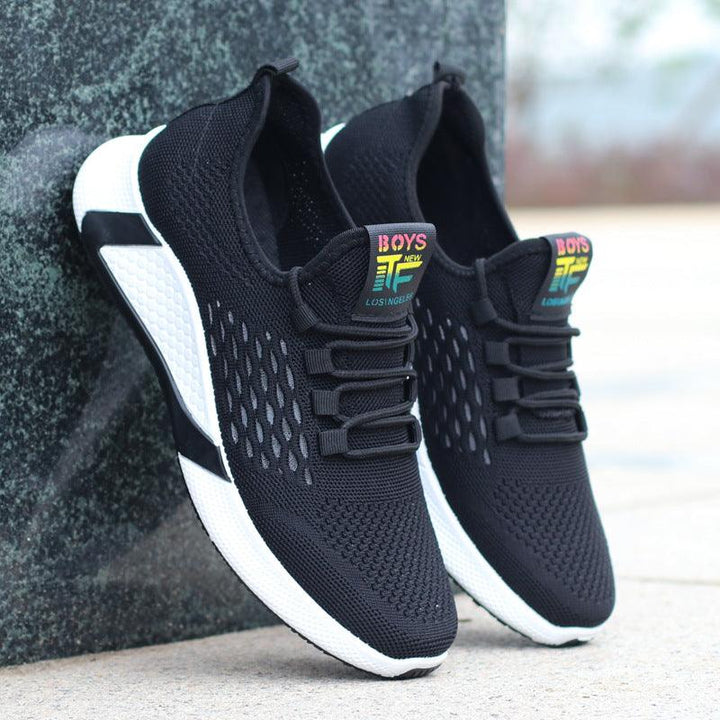 New Sports Shoes Men's Breathable Casual Mesh Shoes Comfort Increase Lace-up Non-slip Low-top Running Shoes - Mamofa Global Store