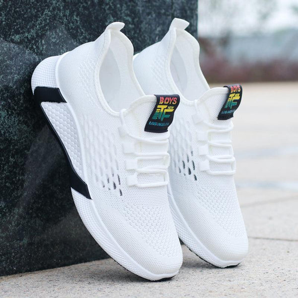 New Sports Shoes Men's Breathable Casual Mesh Shoes Comfort Increase Lace-up Non-slip Low-top Running Shoes - Mamofa Global Store