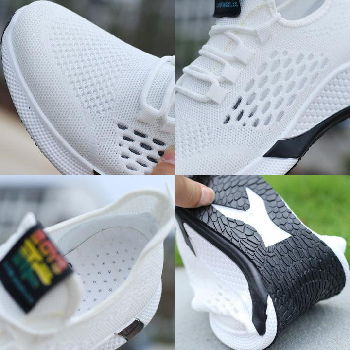 New Sports Shoes Men's Breathable Casual Mesh Shoes Comfort Increase Lace-up Non-slip Low-top Running Shoes - Mamofa Global Store