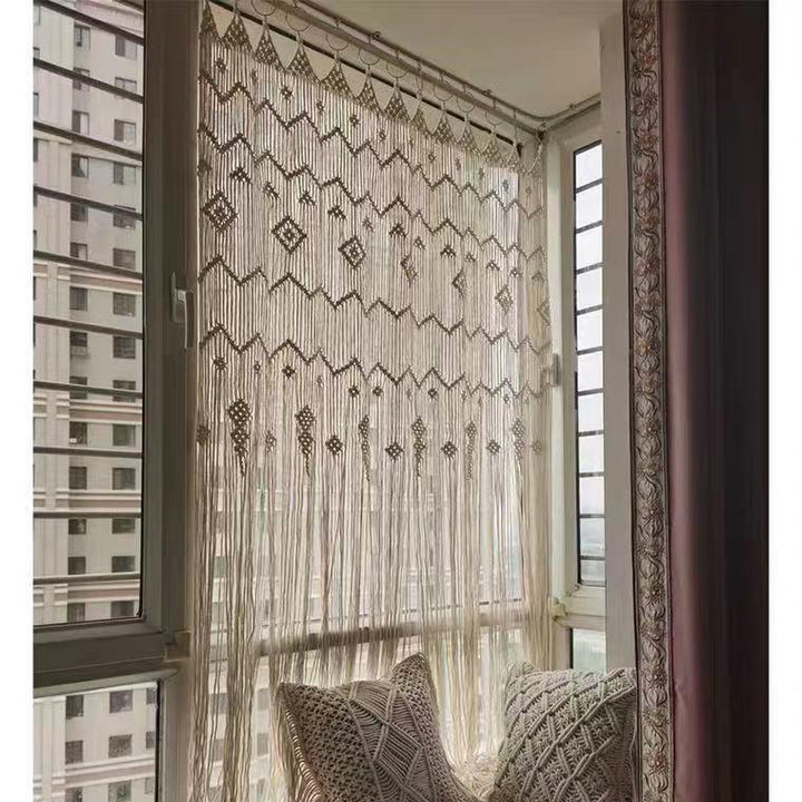 Finished Hoop Door Curtain Bohemian Tapestry Hand Woven Curtain European Style - Mamofa Global Store