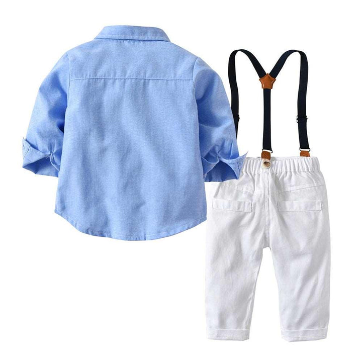 Boys Gentleman Bib Pant Suit Long Sleeve Bow Tie - Mamofa Global Store