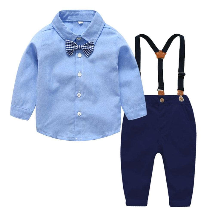 Boys Gentleman Bib Pant Suit Long Sleeve Bow Tie - Mamofa Global Store