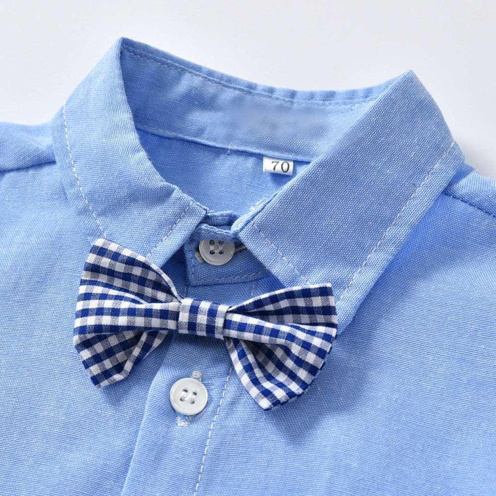 Boys Gentleman Bib Pant Suit Long Sleeve Bow Tie - Mamofa Global Store