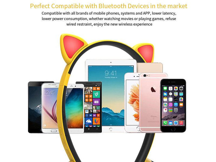 LED Glowing True Wireless Bluetooth Headphones Auriculares Cartoon Girl Headband Cat Ear Headset With Microphone For All Phones - Mamofa Global Store