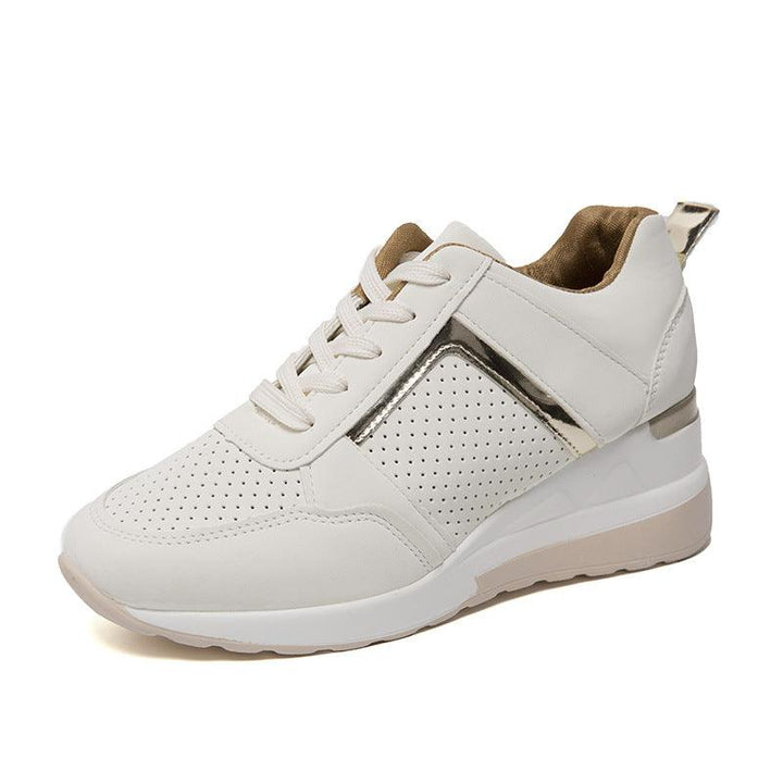 Sneakers Platform Wedge Heel Casual Shoes Lace-up Mesh Sneakers - Mamofa Global Store