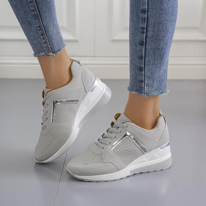 Sneakers Platform Wedge Heel Casual Shoes Lace-up Mesh Sneakers - Mamofa Global Store