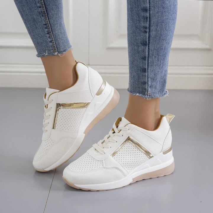 Sneakers Platform Wedge Heel Casual Shoes Lace-up Mesh Sneakers - Mamofa Global Store