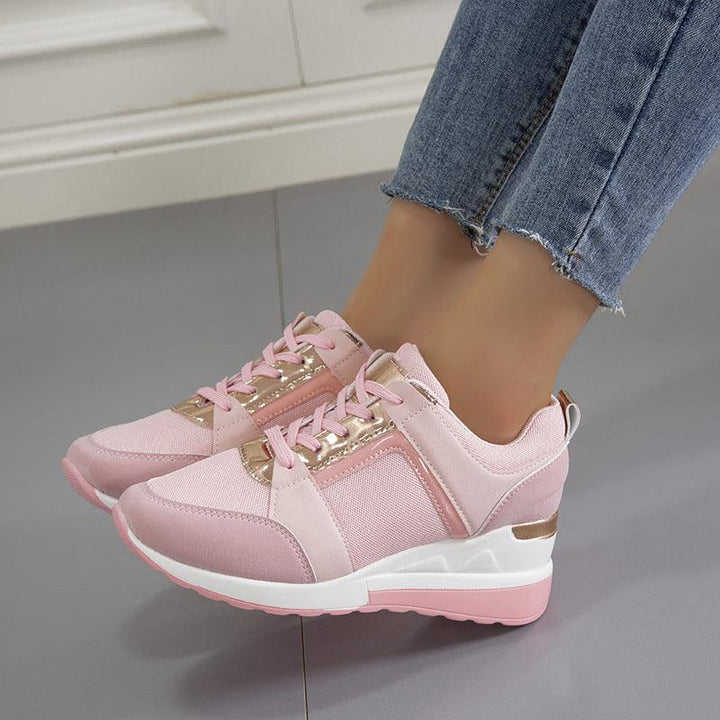 Sneakers Platform Wedge Heel Casual Shoes Lace-up Mesh Sneakers - Mamofa Global Store
