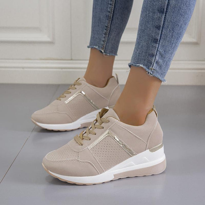 Sneakers Platform Wedge Heel Casual Shoes Lace-up Mesh Sneakers - Mamofa Global Store