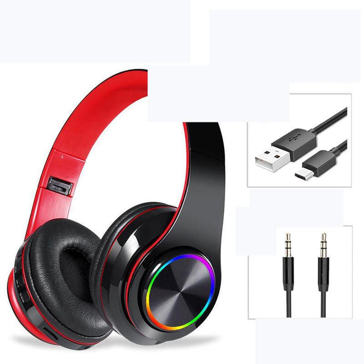 LED Wireless Bluetooth Headphones Gaming Headsets Sport Earphone With Support TF Card Colorful Breathing Lights - Mamofa Global Store