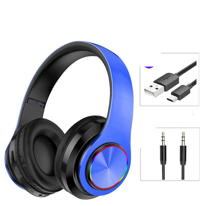 LED Wireless Bluetooth Headphones Gaming Headsets Sport Earphone With Support TF Card Colorful Breathing Lights - Mamofa Global Store