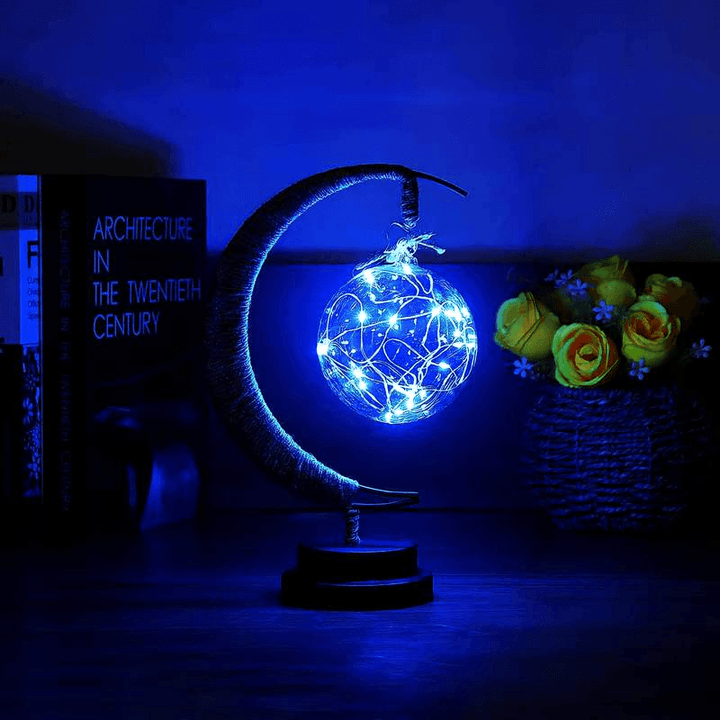 Led Moon Light Wrought Iron Ornament Light Star Shape Copper Wire Light Decorative Light USB Battery - Mamofa Global Store