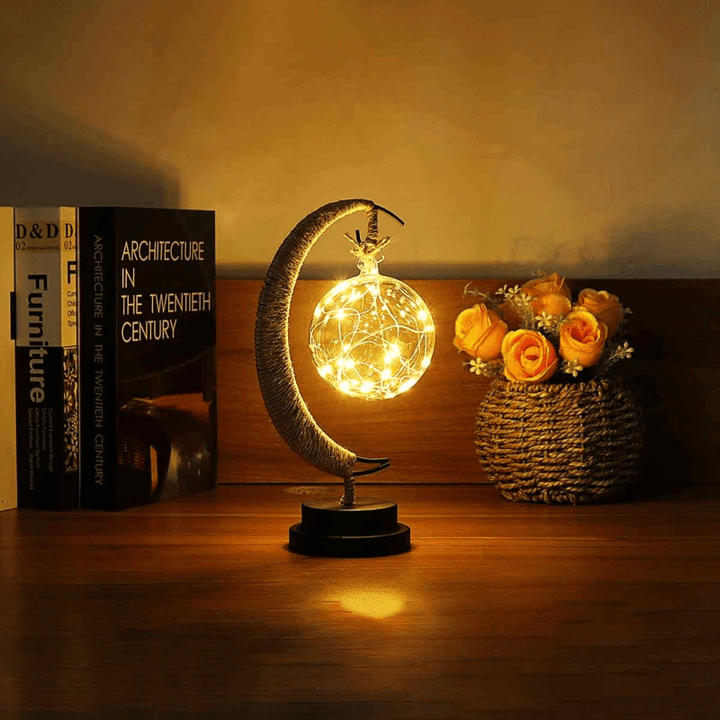 Led Moon Light Wrought Iron Ornament Light Star Shape Copper Wire Light Decorative Light USB Battery - Mamofa Global Store