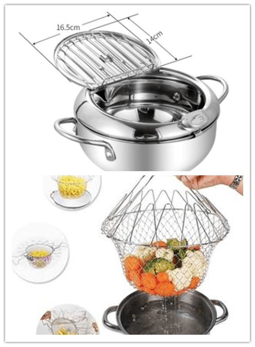 Stainless Steel Telescopic Folding Basket Frying Basket French Fries Degreasing Kitchen Tool - Mamofa Global Store