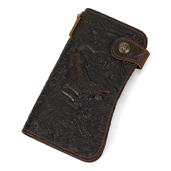 Men's Crazy Horse Leather Long Chain Anti-theft Wallet - Mamofa Global Store