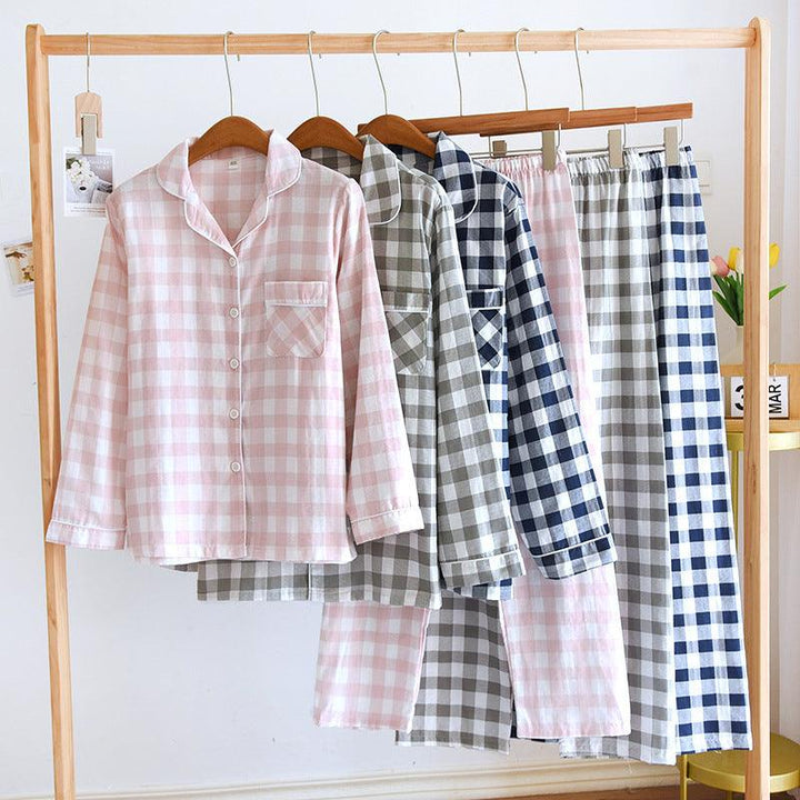 Couple's Cotton Long-sleeved Pajamas Spring And Autumn Large Size Thin Loungewear Suit - Mamofa Global Store