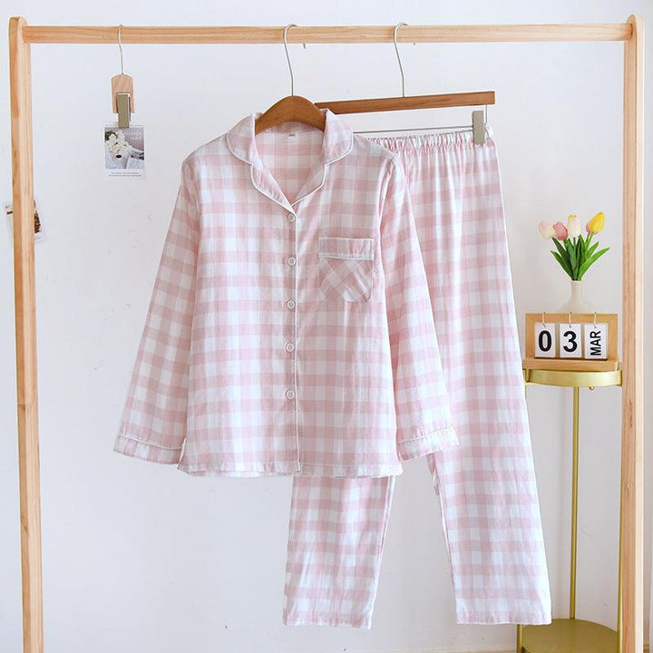 Couple's Cotton Long-sleeved Pajamas Spring And Autumn Large Size Thin Loungewear Suit - Mamofa Global Store