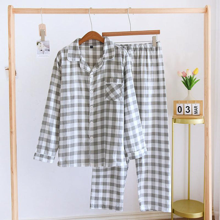 Couple's Cotton Long-sleeved Pajamas Spring And Autumn Large Size Thin Loungewear Suit - Mamofa Global Store