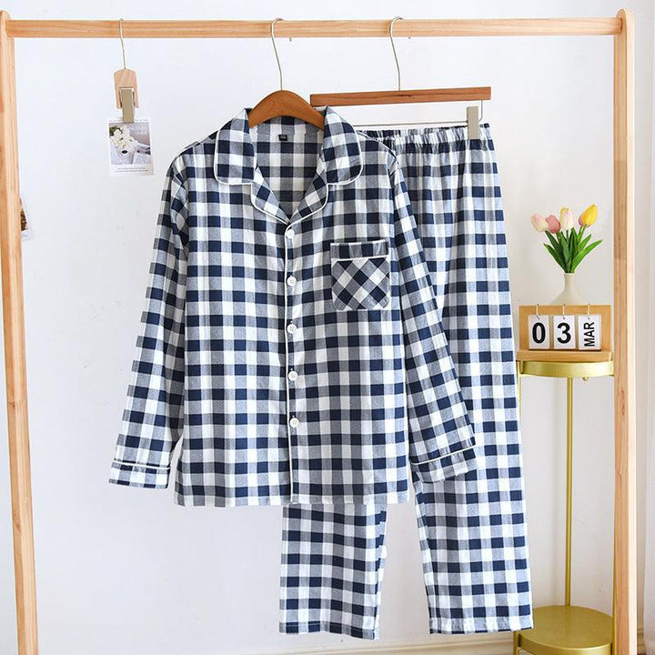 Couple's Cotton Long-sleeved Pajamas Spring And Autumn Large Size Thin Loungewear Suit - Mamofa Global Store