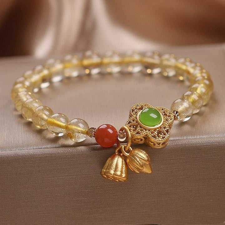 Ethnic Style Two-piece Flower Pendant Natural Citrine Bracelet For Women - Mamofa Global Store