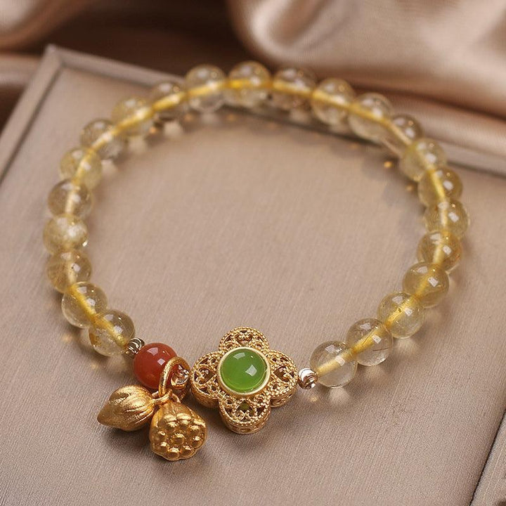 Ethnic Style Two-piece Flower Pendant Natural Citrine Bracelet For Women - Mamofa Global Store