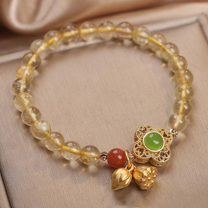 Ethnic Style Two-piece Flower Pendant Natural Citrine Bracelet For Women - Mamofa Global Store