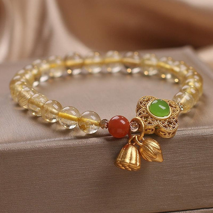 Ethnic Style Two-piece Flower Pendant Natural Citrine Bracelet For Women - Mamofa Global Store