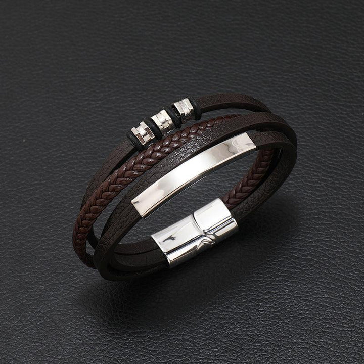 Iron Button Multilayer Leather Bracelet - Mamofa Global Store