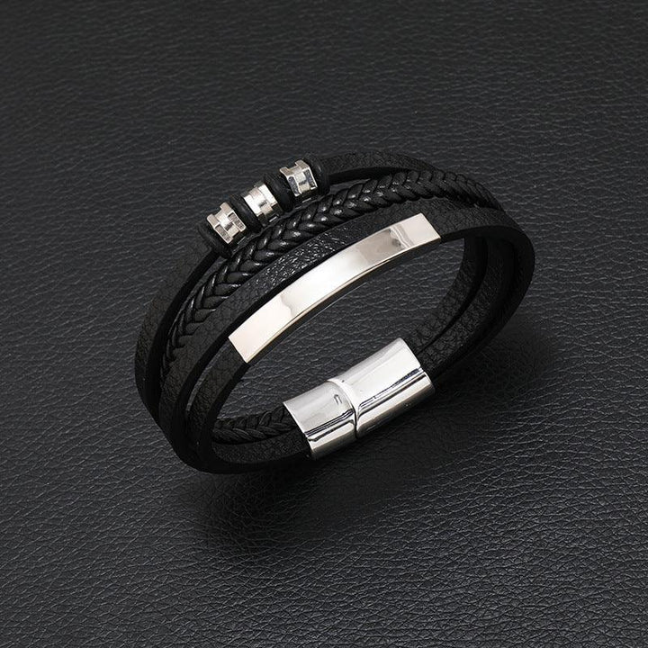 Iron Button Multilayer Leather Bracelet - Mamofa Global Store