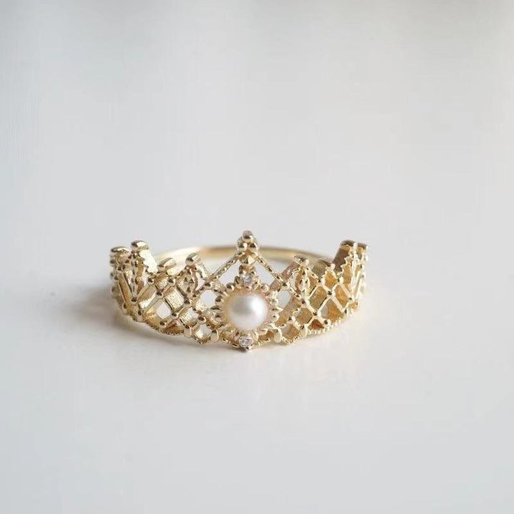 Crown Shell Pearls Ring Female Gold Plated - Mamofa Global Store