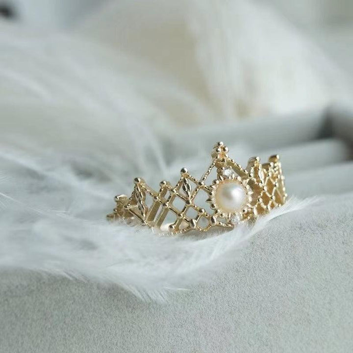 Crown Shell Pearls Ring Female Gold Plated - Mamofa Global Store