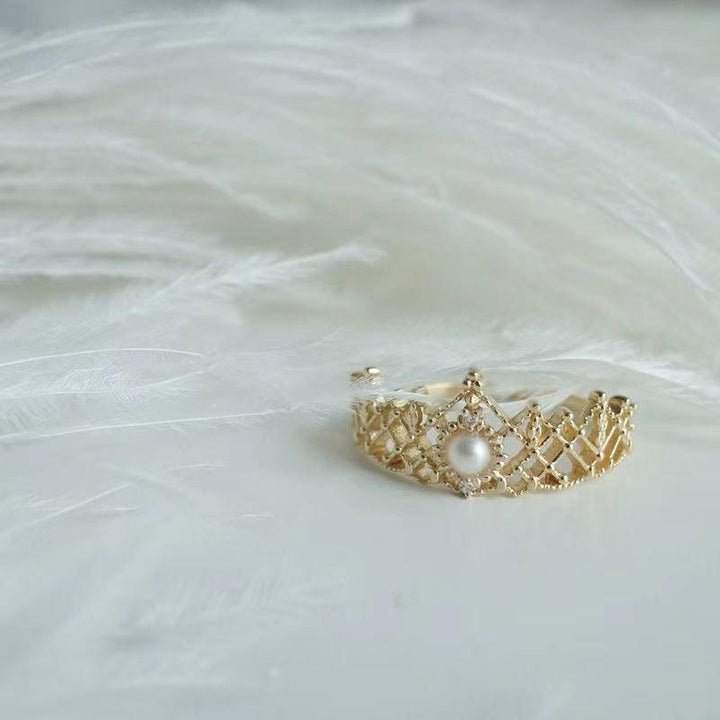 Crown Shell Pearls Ring Female Gold Plated - Mamofa Global Store