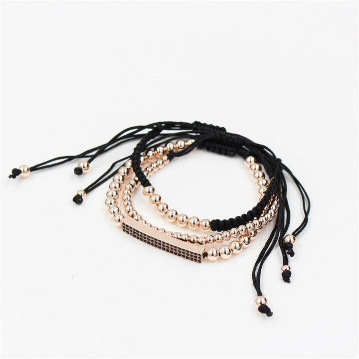 Micro Inlaid Zircon Long Copper Bead Woven Tassel Bracelet - Mamofa Global Store